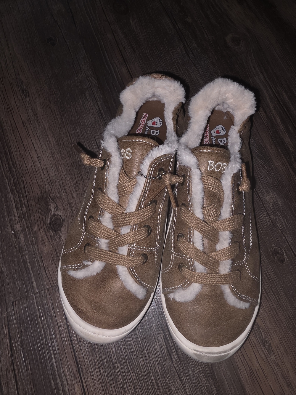 Skechers Kids Tan Brown Faux-Fur Lined Sneakers